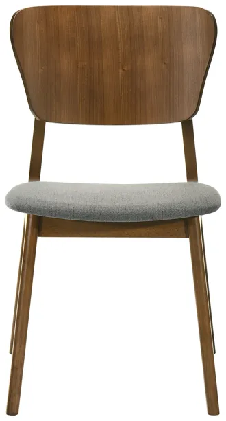 Kalia Wood Dining Chair in Walnut Finish with Charcoal Fabric - Set of 2