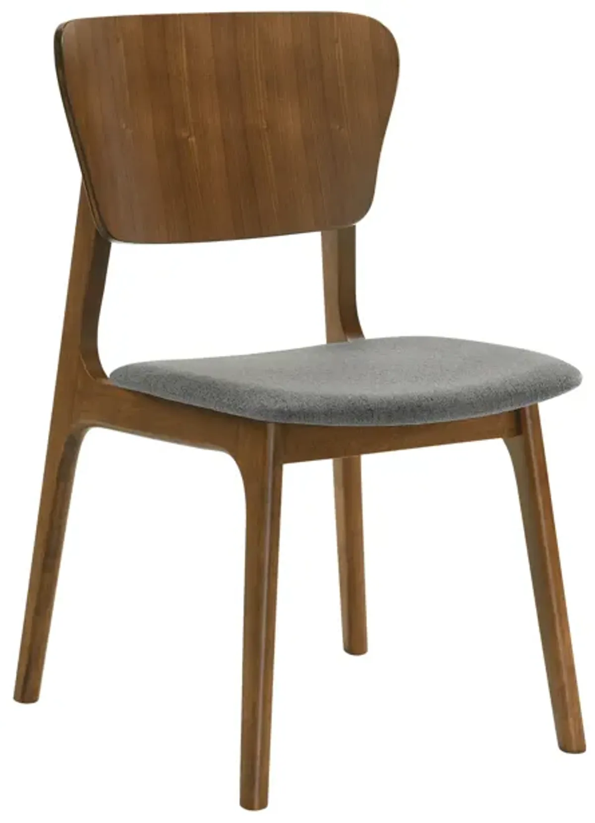 Kalia Wood Dining Chair in Walnut Finish with Charcoal Fabric - Set of 2