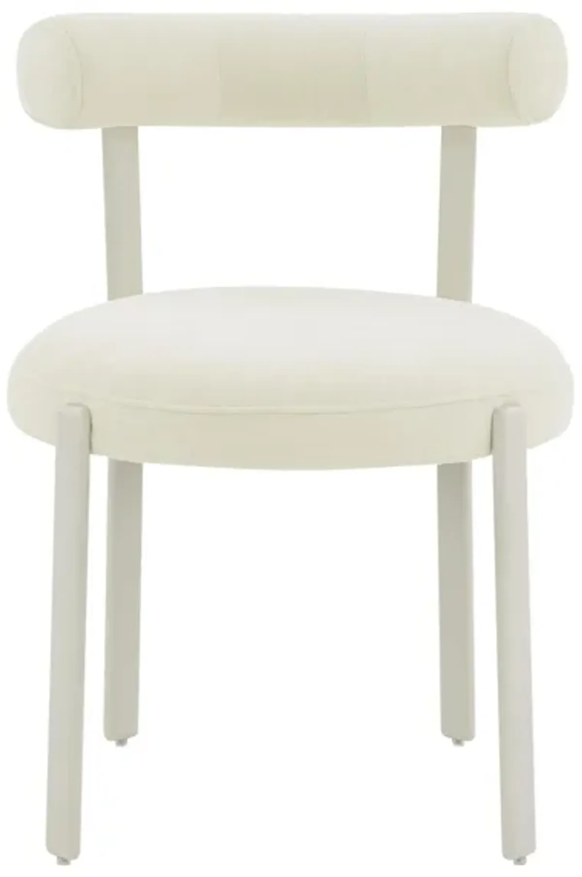 Margaret Cream Textured Velvet Bolster Back Dining Chair