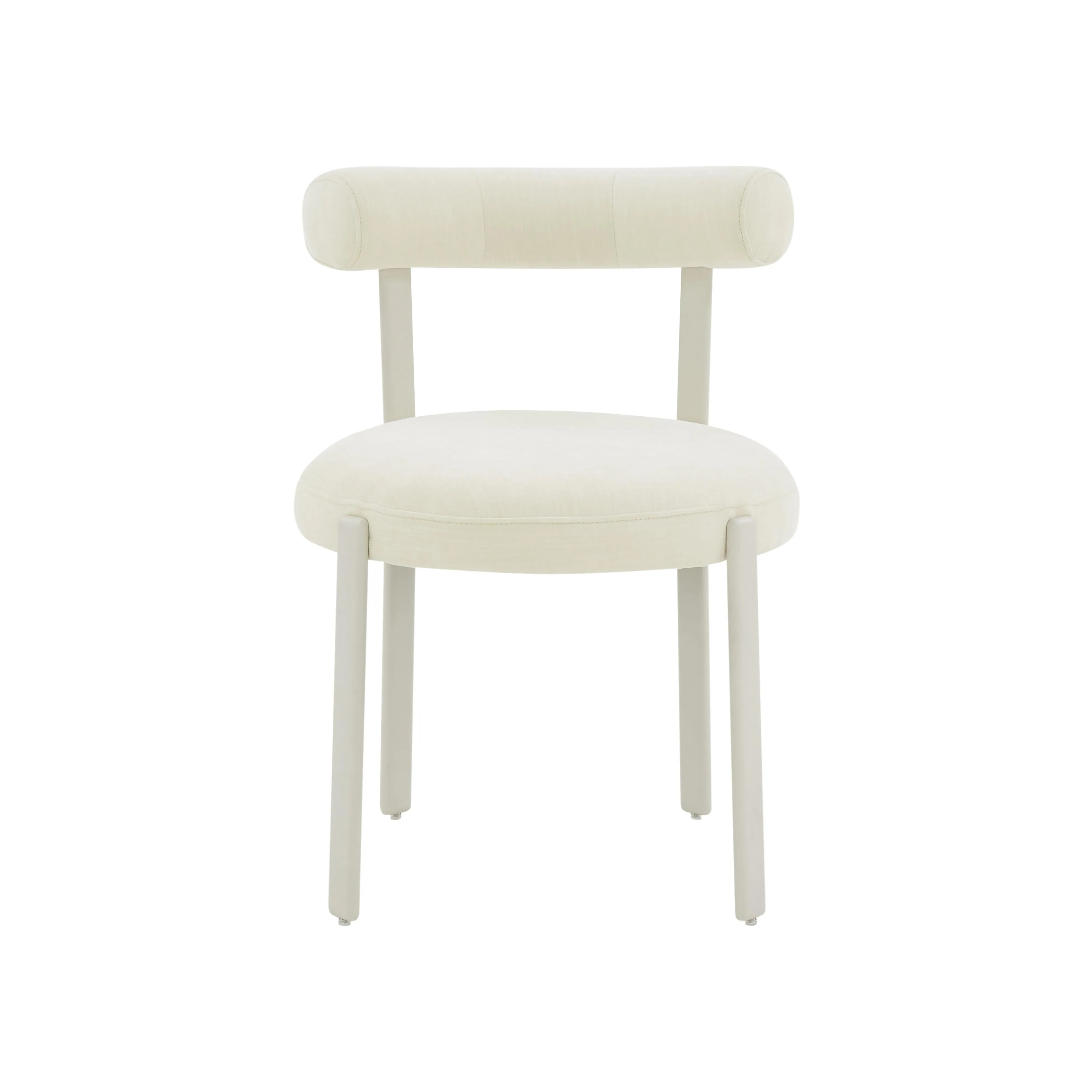 Margaret Cream Textured Velvet Bolster Back Dining Chair