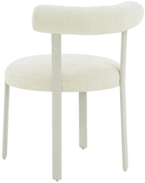 Margaret Cream Textured Velvet Bolster Back Dining Chair