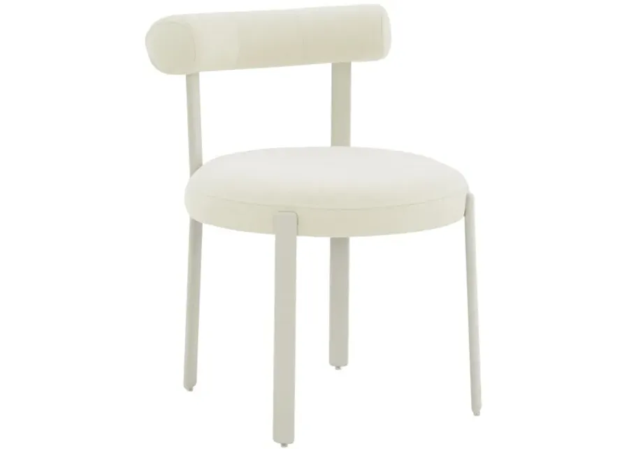 Margaret Cream Textured Velvet Bolster Back Dining Chair