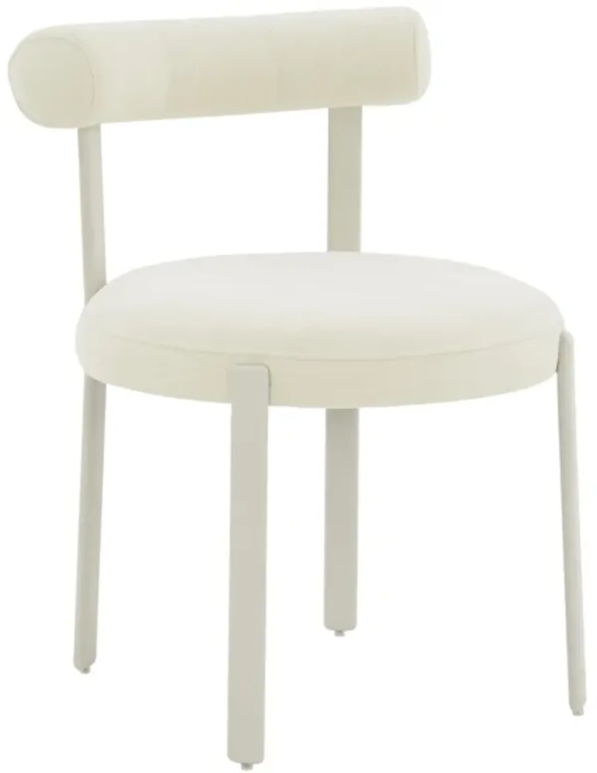 Margaret Cream Textured Velvet Bolster Back Dining Chair