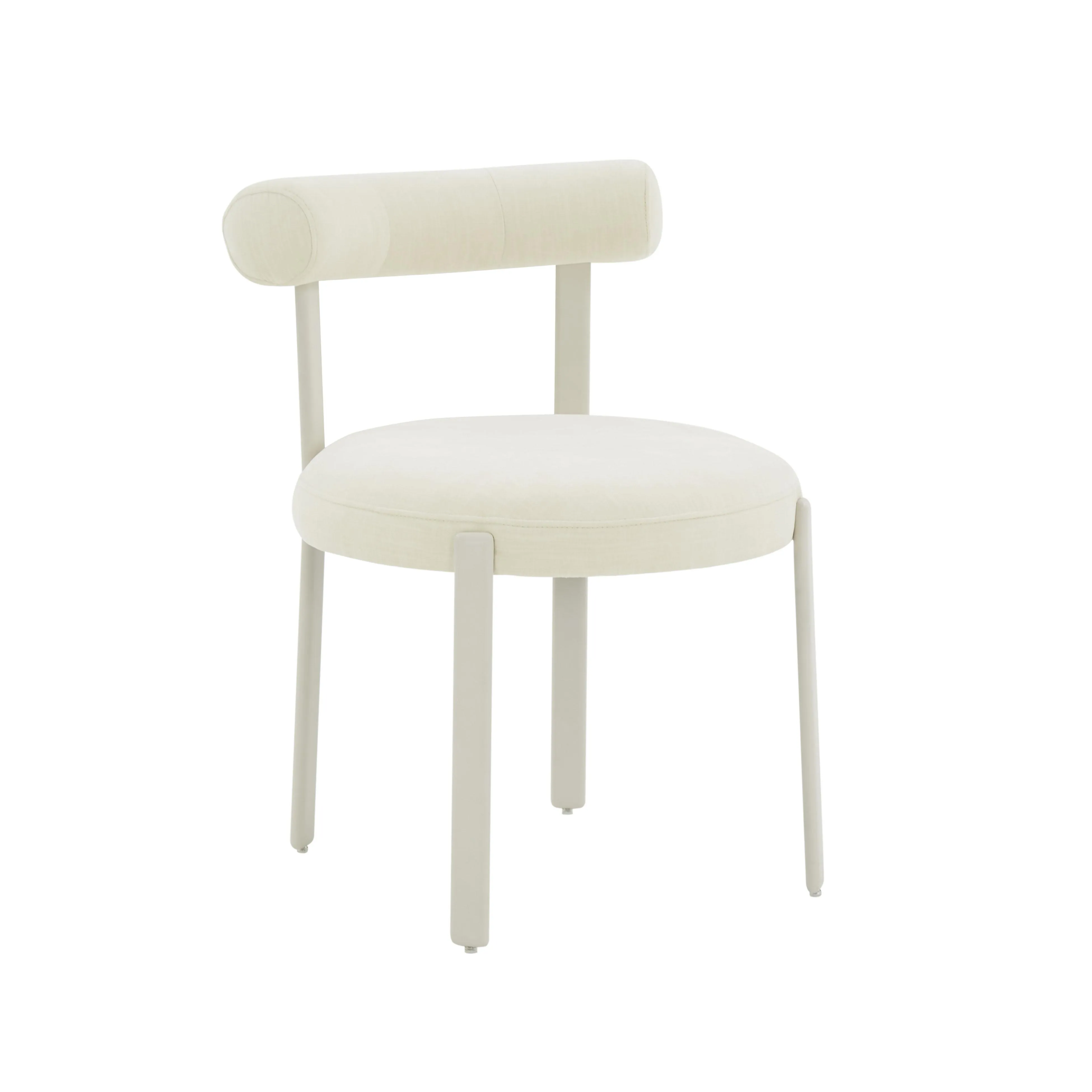 Margaret Cream Textured Velvet Bolster Back Dining Chair