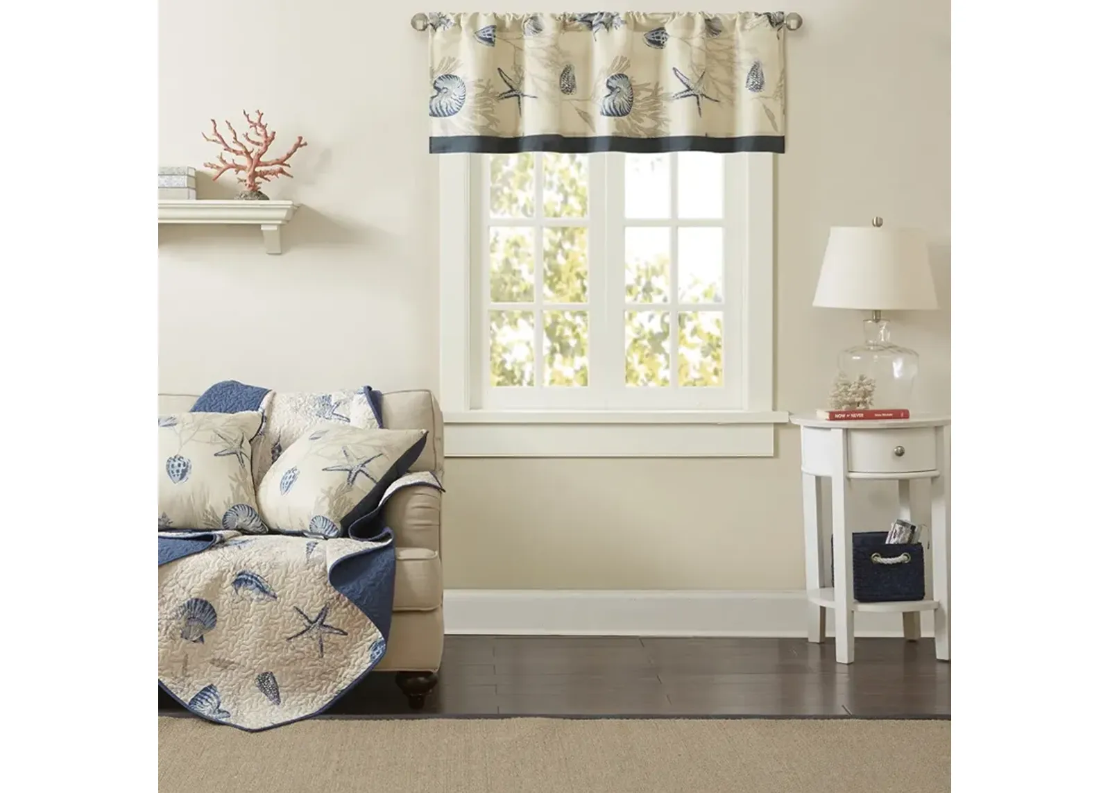 Madison Park Bayside Navy Printed Valance