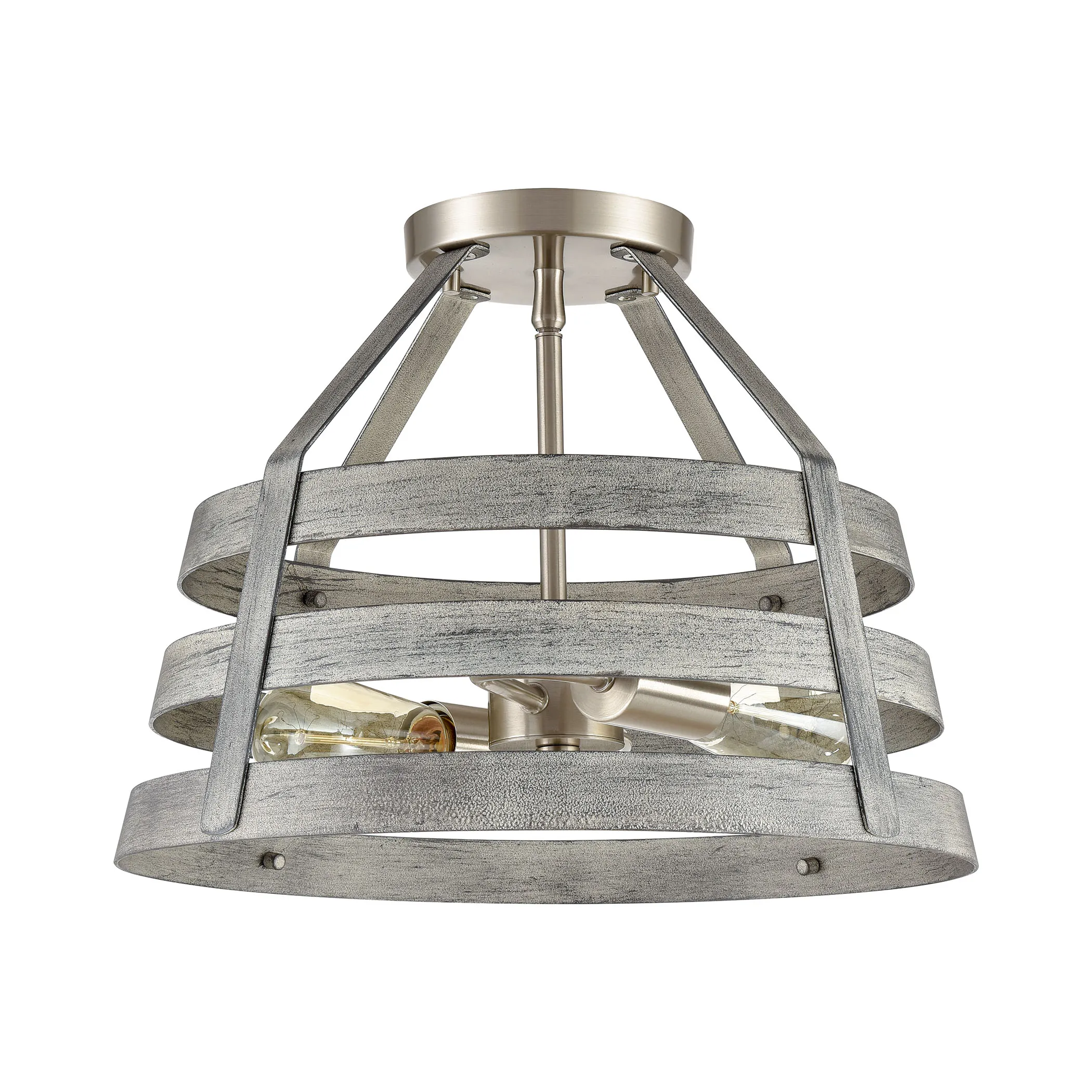 Brigantine 15" Wide 2-Light Semi Flush Mount - Weathered Driftwood