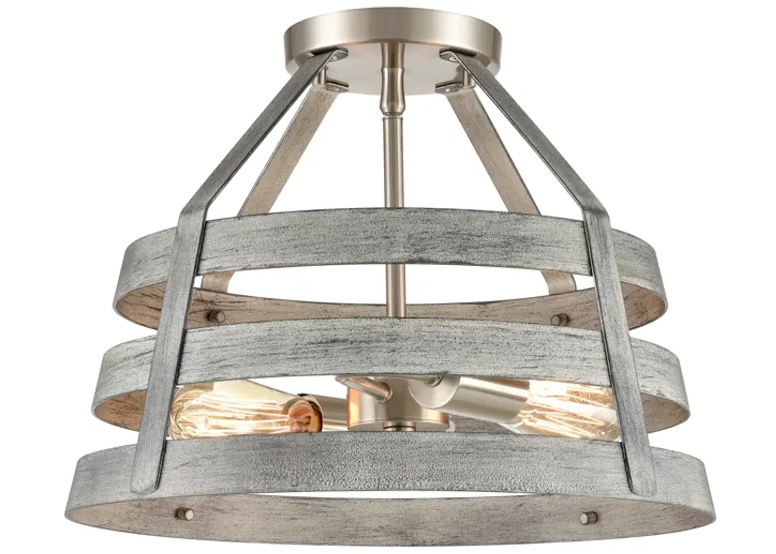 Brigantine 15" Wide 2-Light Semi Flush Mount - Weathered Driftwood