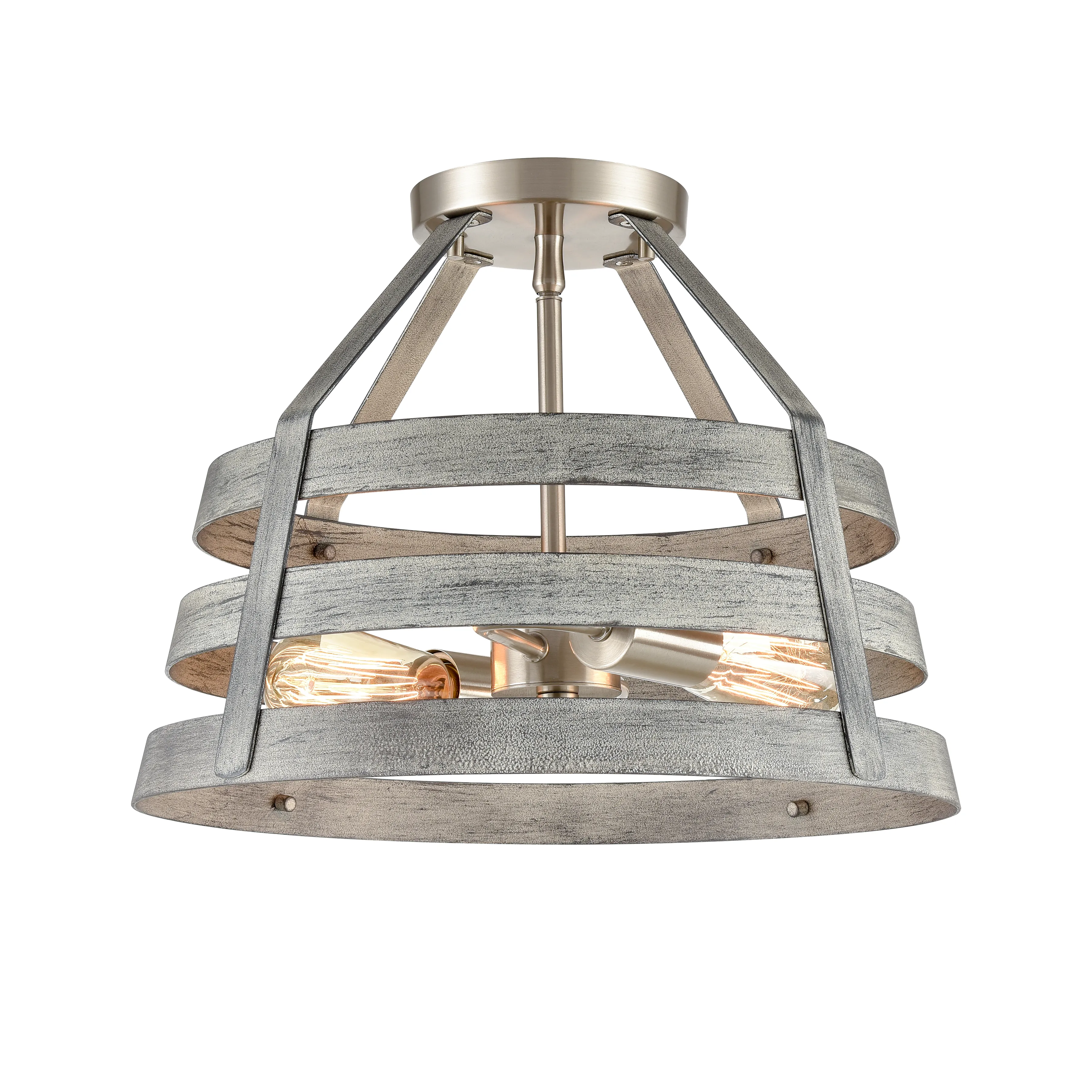 Brigantine 15" Wide 2-Light Semi Flush Mount - Weathered Driftwood