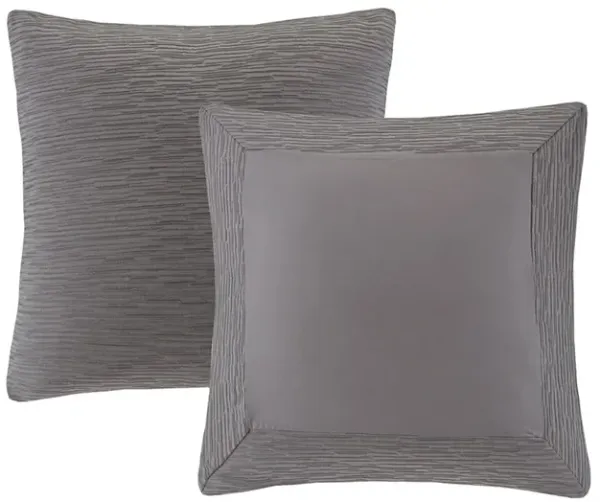 N Natori Hanae Grey Cotton Blend Yarn Dyed Euro Sham