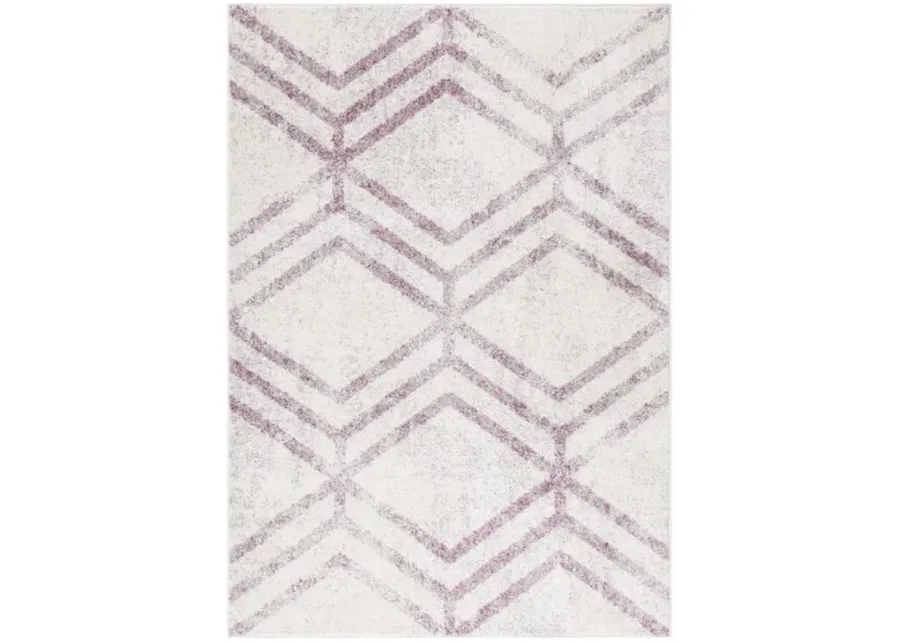 ADIRONDACK Contemporary Ivory / Plum 6' X 9' Powerloomed Rug