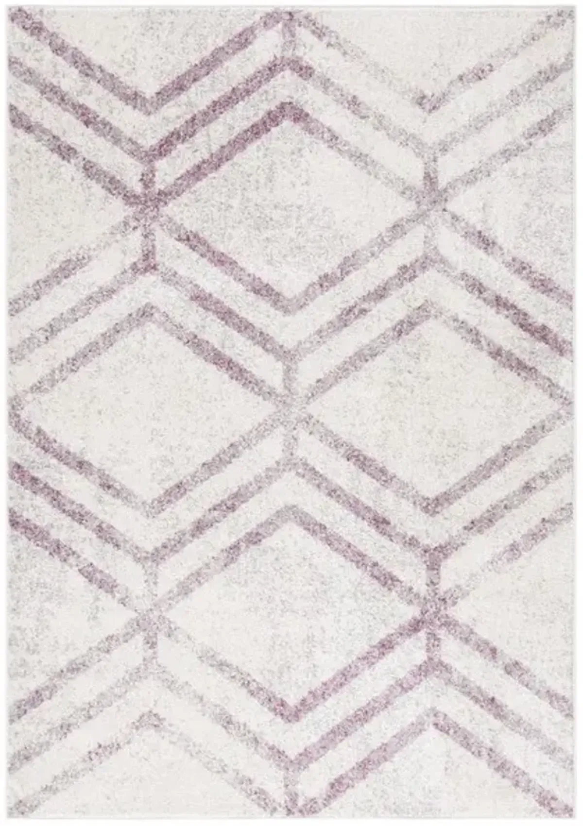 ADIRONDACK Contemporary Ivory / Plum 6' X 9' Powerloomed Rug