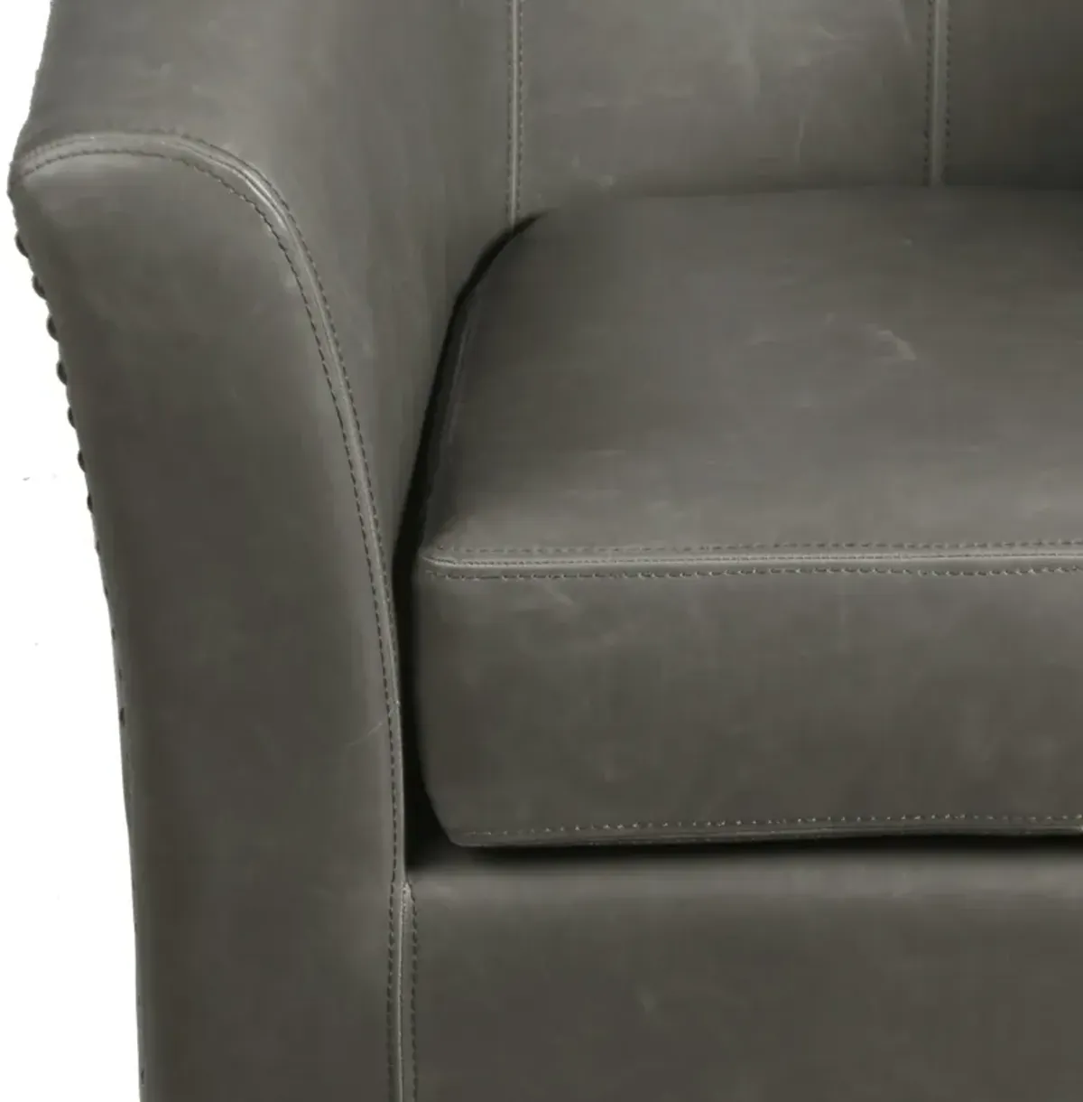 ernest bonded leather swivel accent arm chair, vintage gray