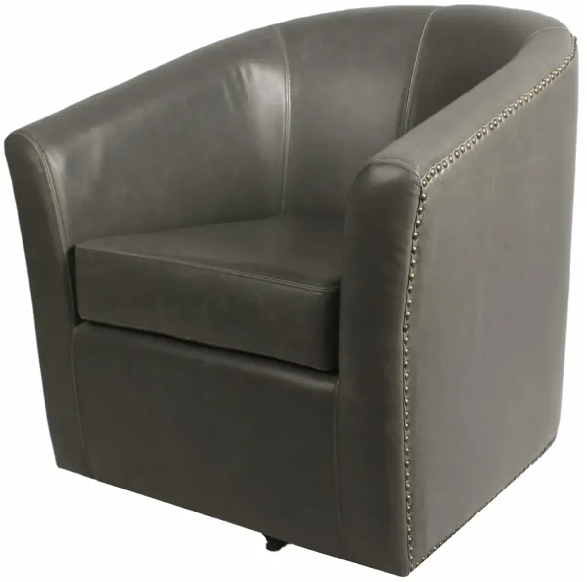 ernest bonded leather swivel accent arm chair, vintage gray