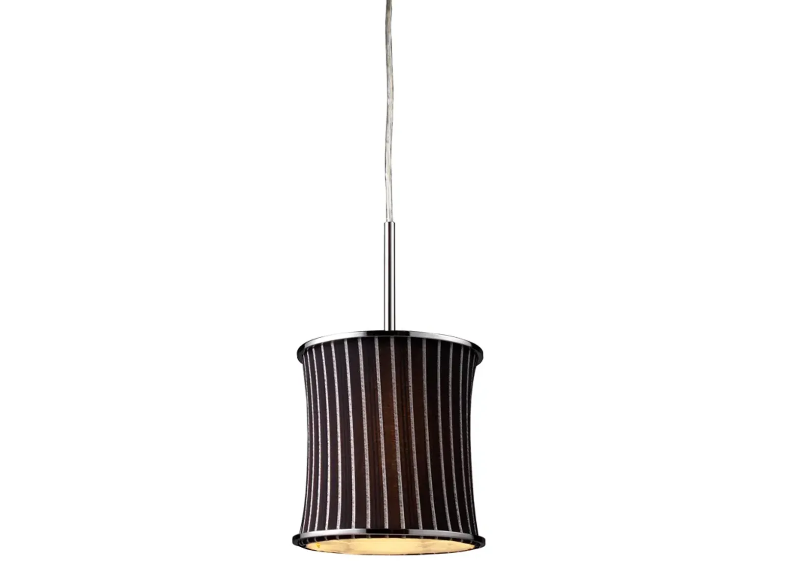 Fabrique 1-Light Drum Pendant in Polished Chrome and Pinstripe Black Shade