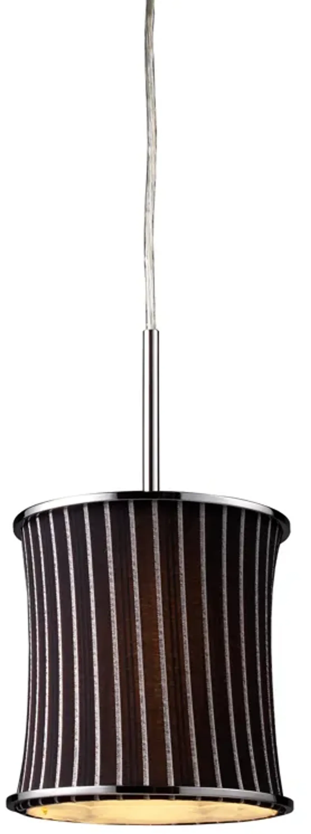 Fabrique 1-Light Drum Pendant in Polished Chrome and Pinstripe Black Shade