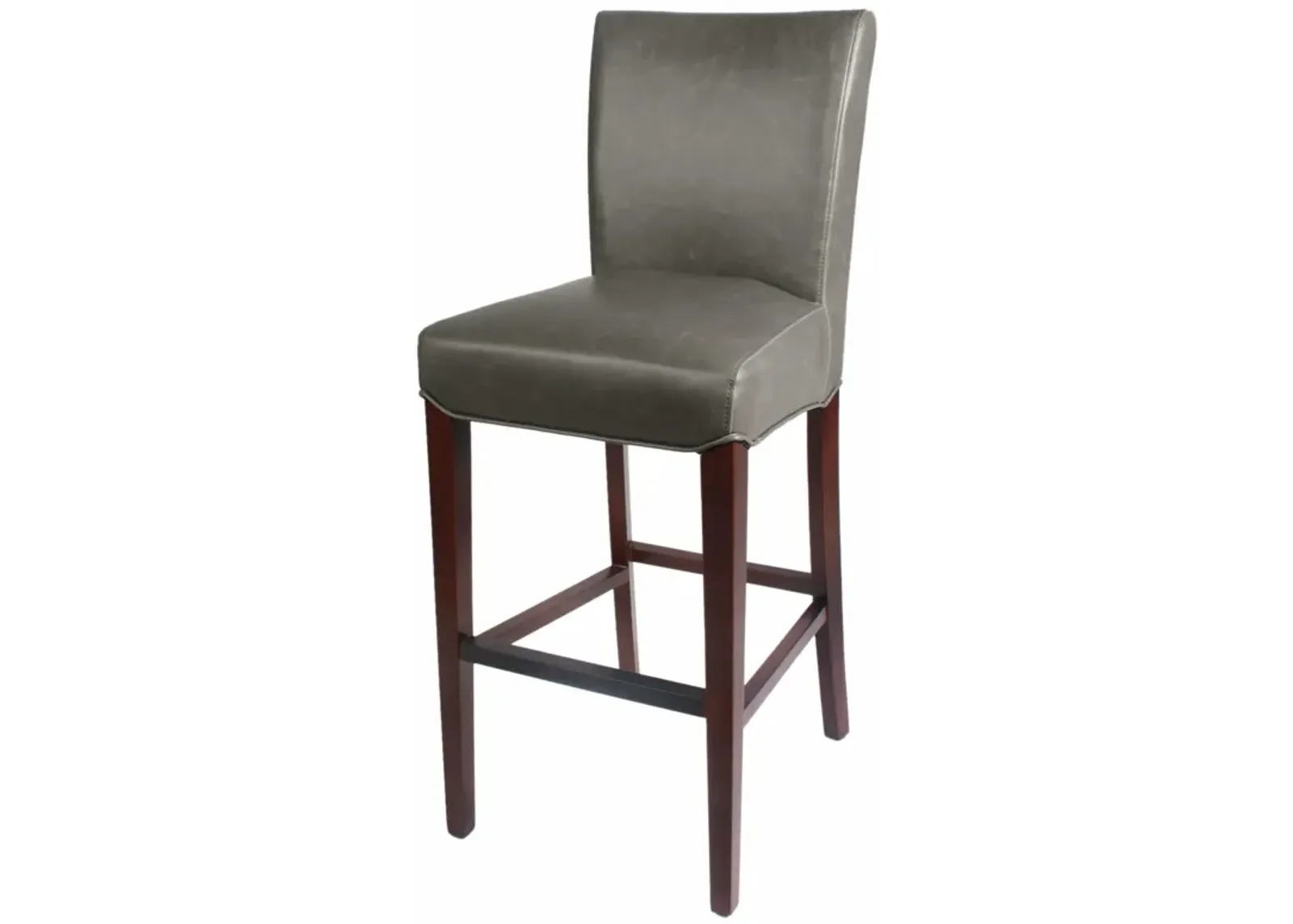 milton bonded leather bar stool wenge legs, vintage gray