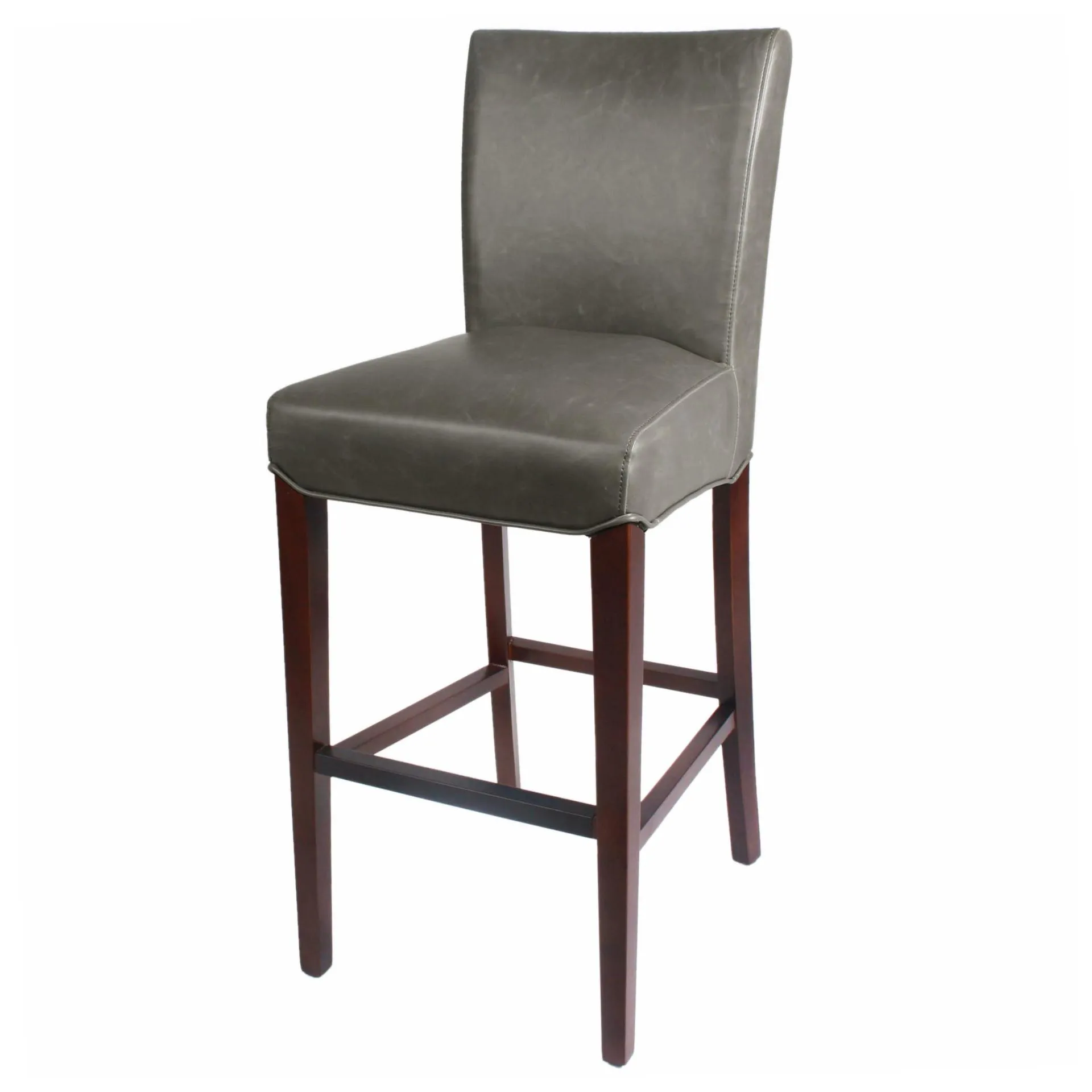 milton bonded leather bar stool wenge legs, vintage gray