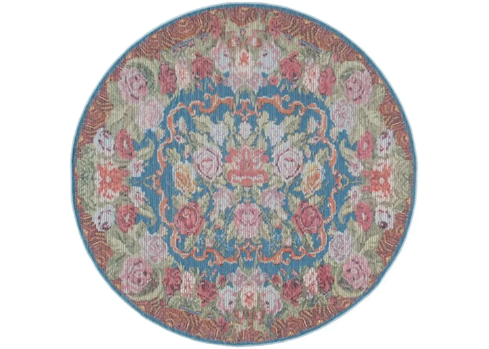 BESARABIAN 220 Blue 6'-7' X 6'-7' Round Round Rug