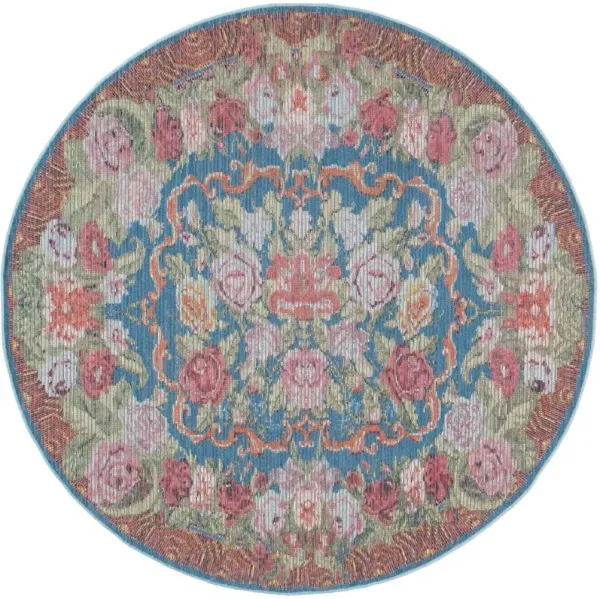 BESARABIAN 220 Blue 6'-7' X 6'-7' Round Round Rug