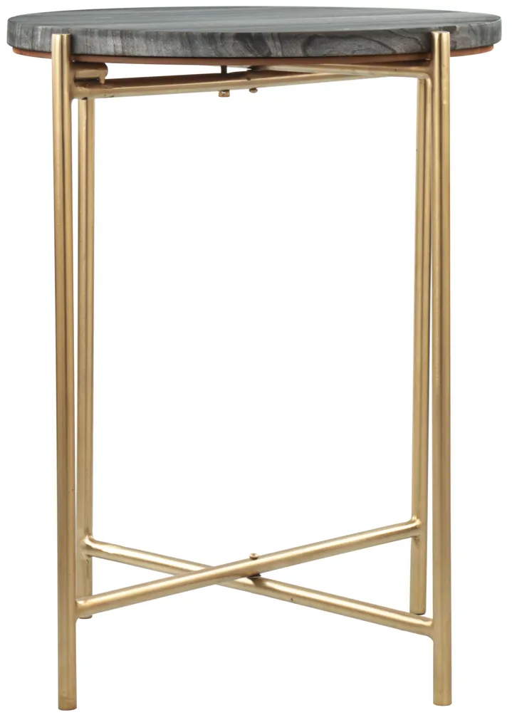 David Side Table Gray & Gold