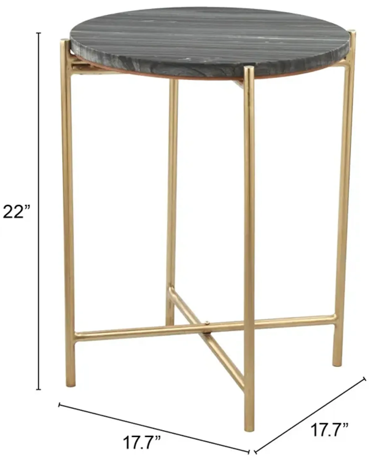 David Side Table Gray & Gold