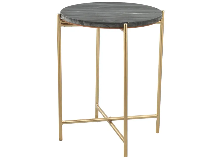 David Side Table Gray & Gold