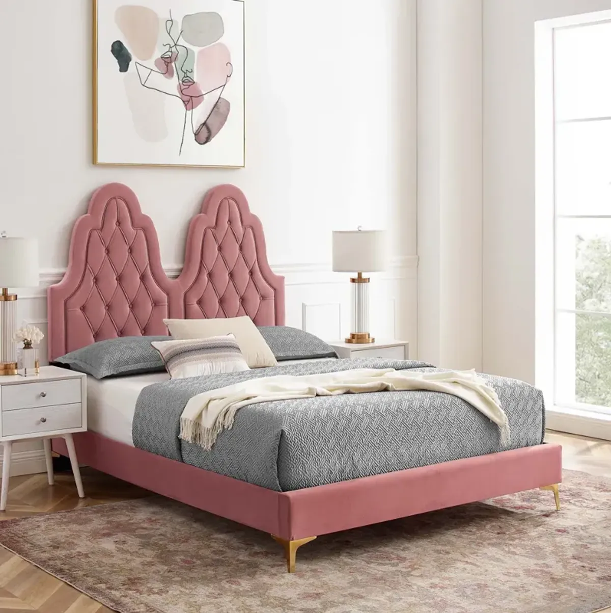 Alexandria Tufted Performance Velvet King Platform Bed