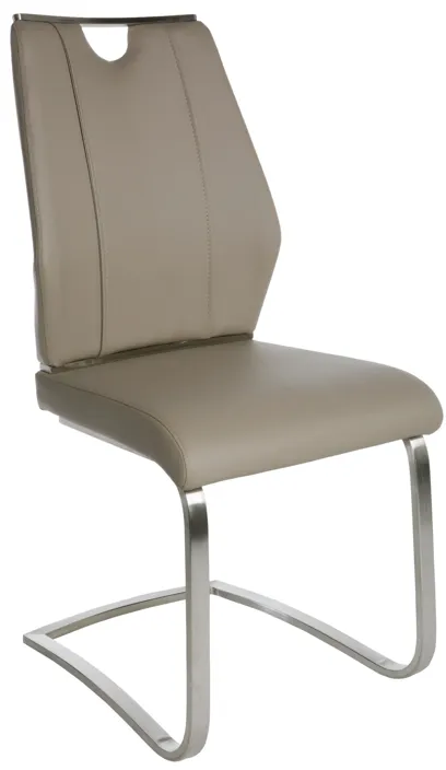 Lexington Side Chair in Taupe and Brushed Stainless Steel - Set of 2