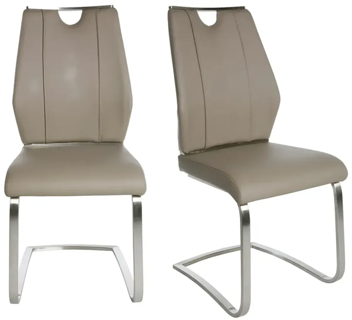 Lexington Side Chair in Taupe and Brushed Stainless Steel - Set of 2