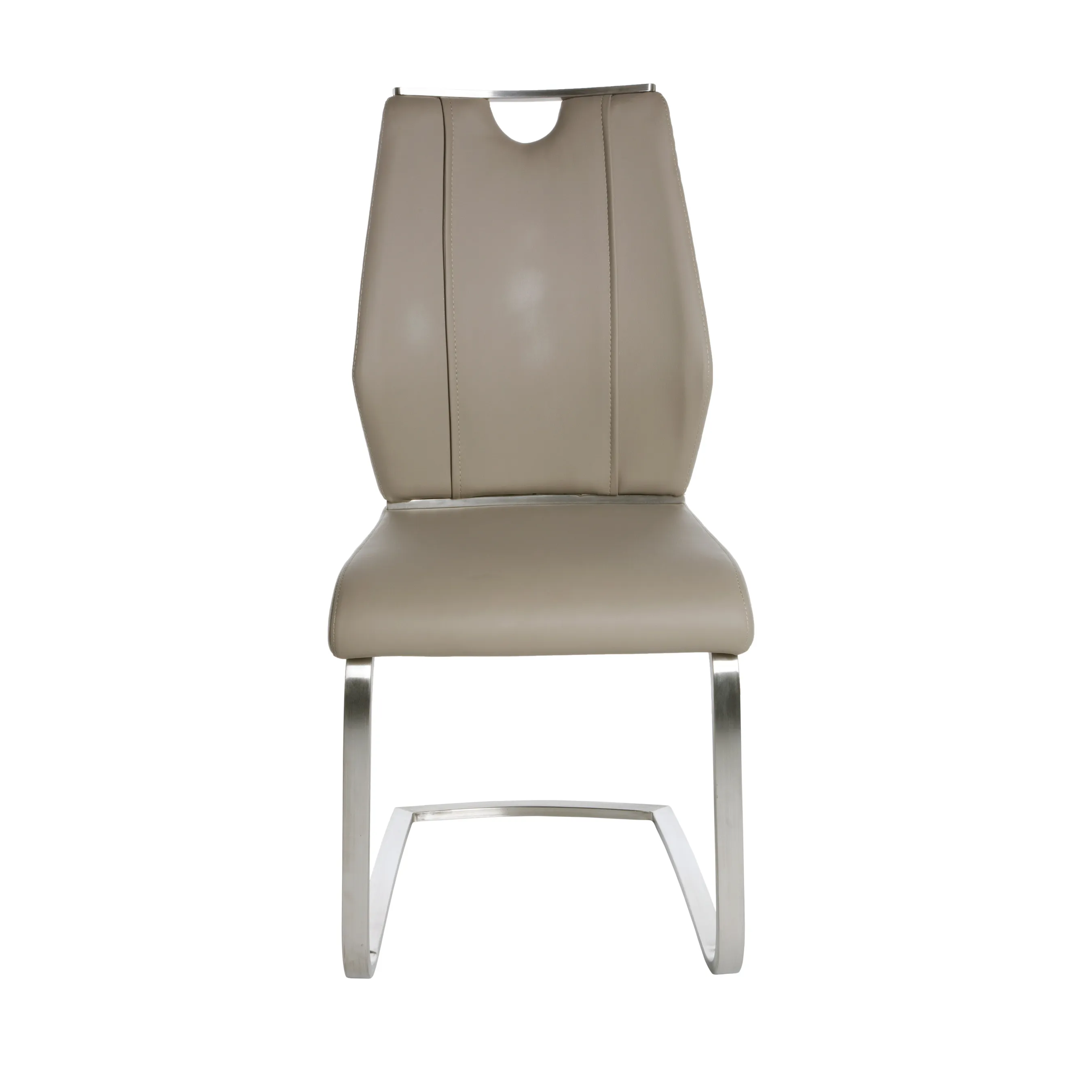 Lexington Side Chair in Taupe and Brushed Stainless Steel - Set of 2