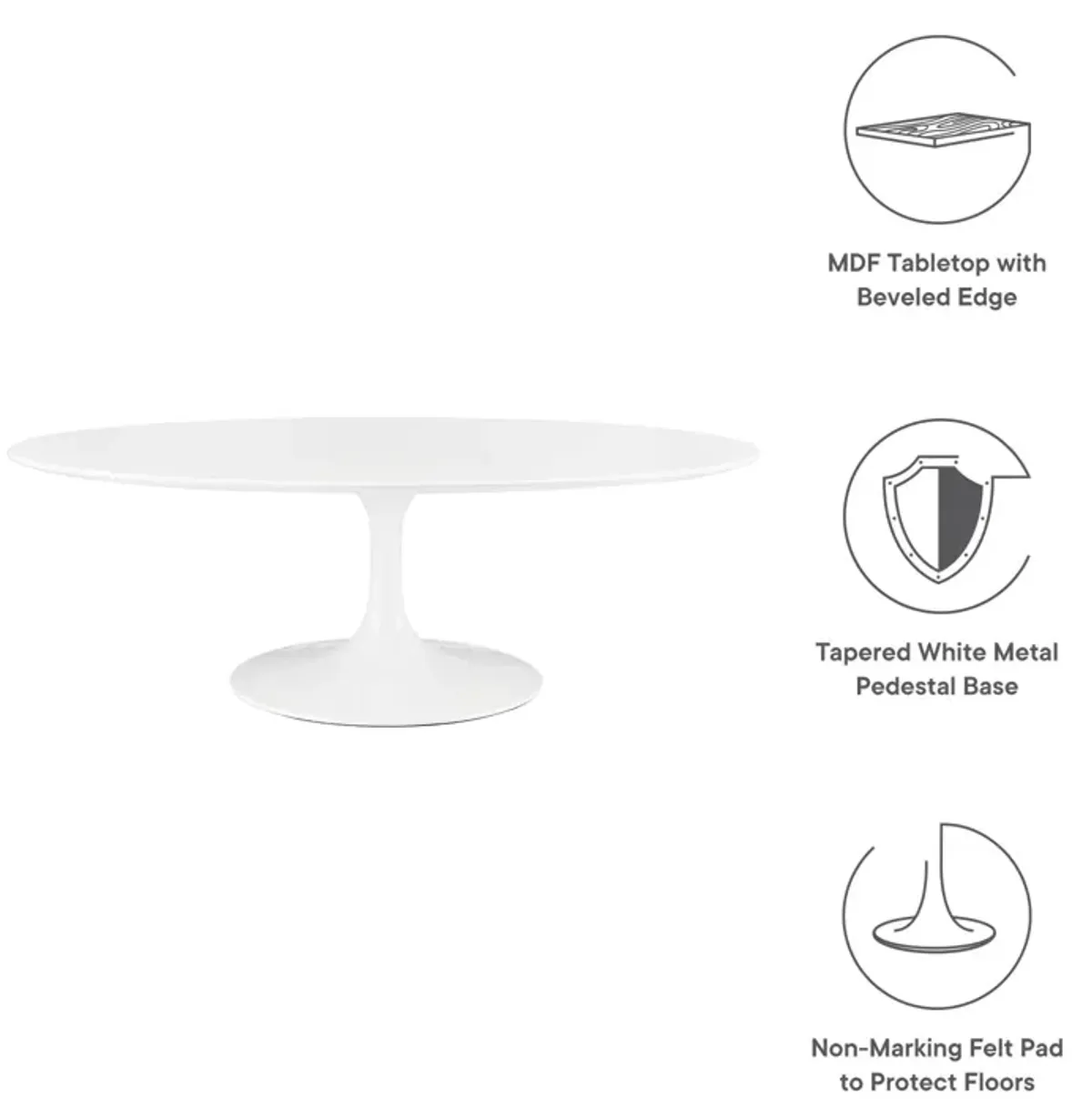 Lippa 48" Oval-Shaped Wood Top Coffee Table