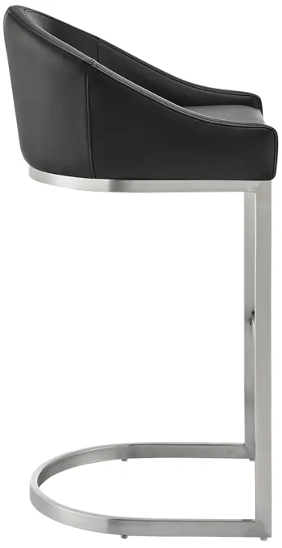 Katherine 26" Counter Stool in Brushed Stainless Steel with Black Faux Leather