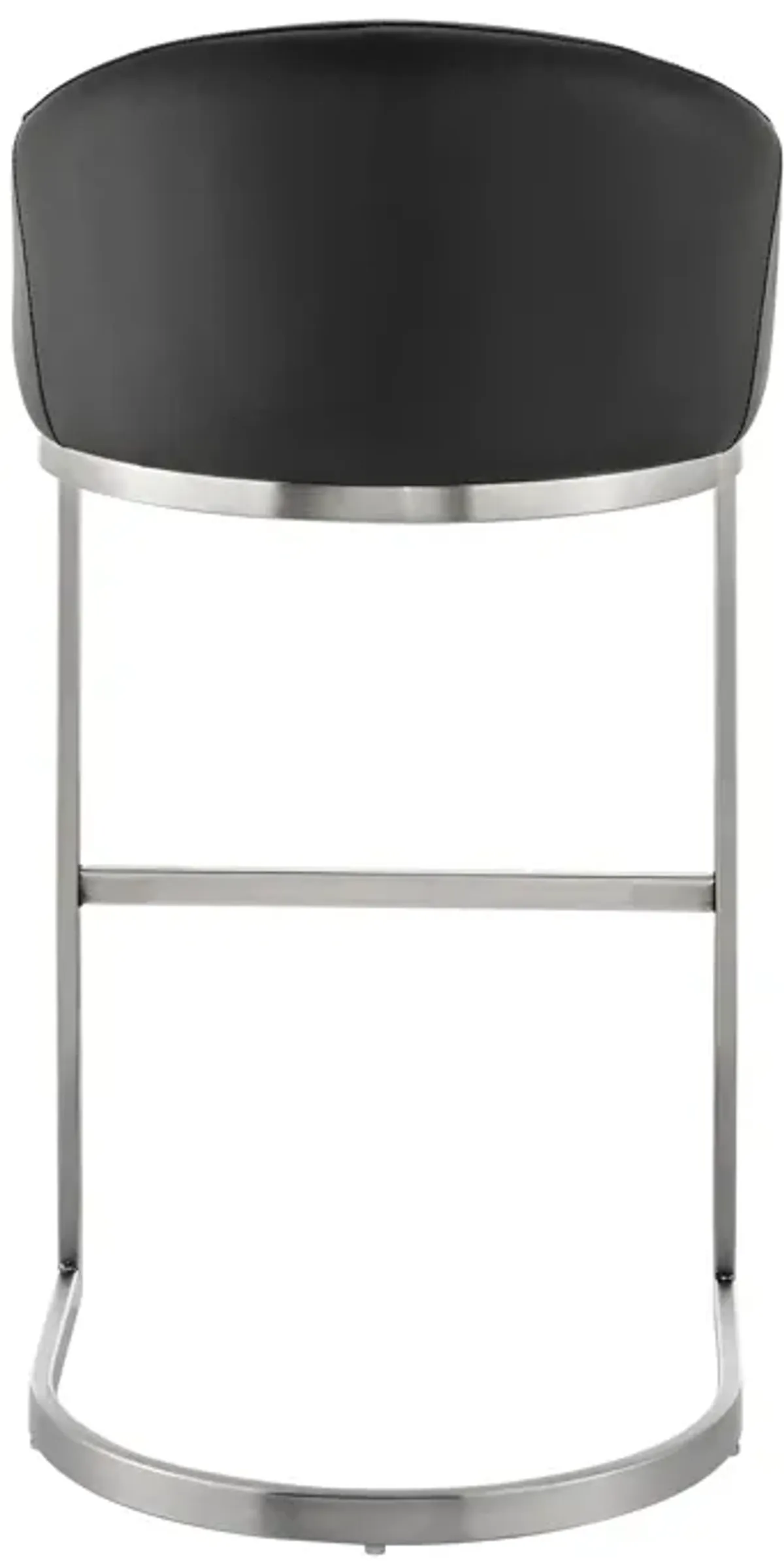 Katherine 26" Counter Stool in Brushed Stainless Steel with Black Faux Leather