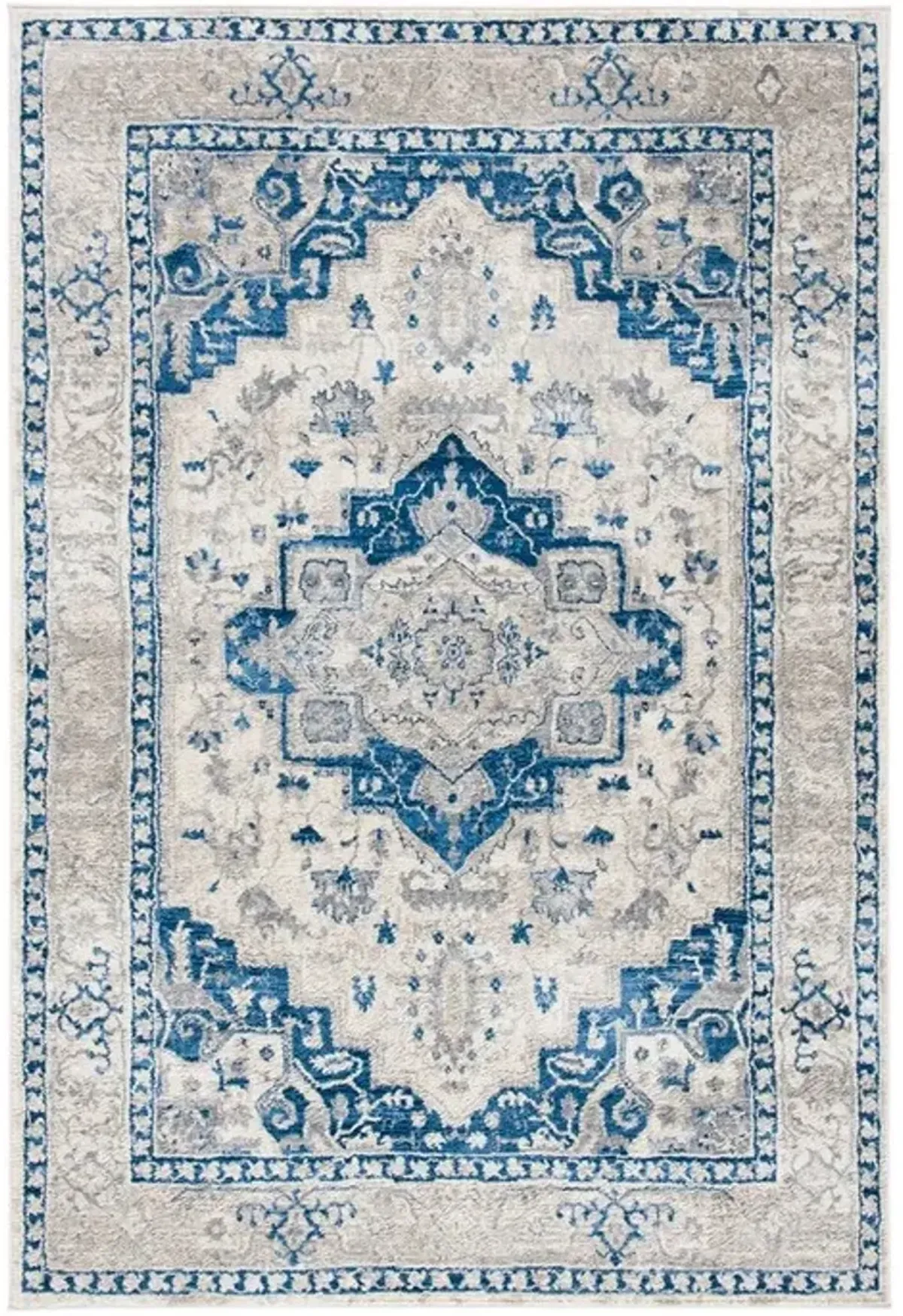 Brentwood 851 Ivory / Blue 5'-3" X 7'-6" Medium Rectangle Powerloomed Rug