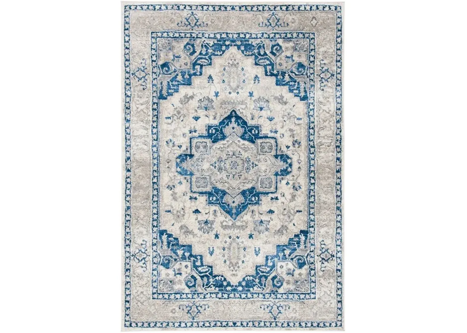 Brentwood 851 Ivory / Blue 5'-3" X 7'-6" Medium Rectangle Powerloomed Rug