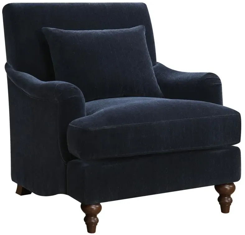 Sloane Upholstered Accent Chair with Turned Legs Midnight Blue