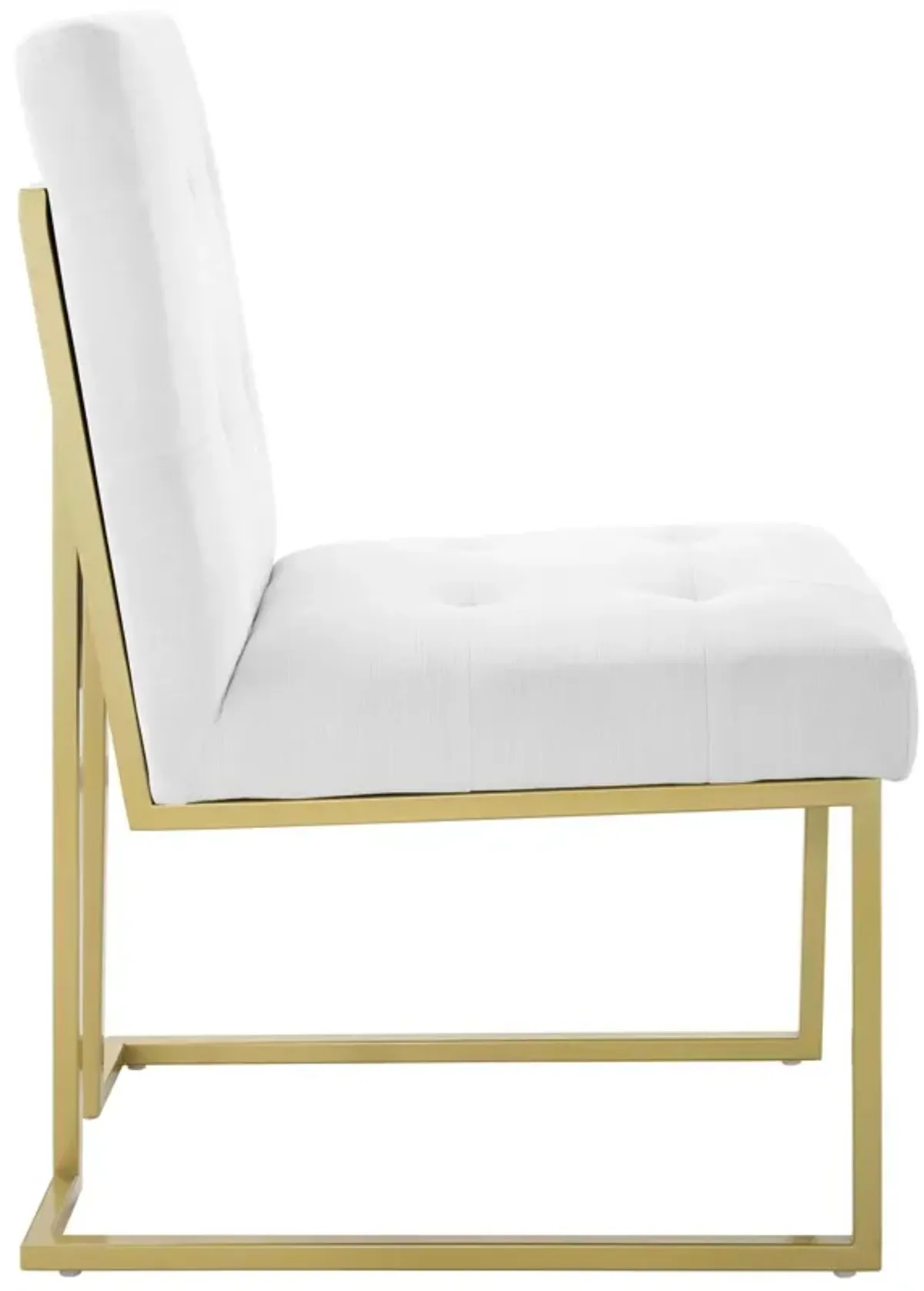 Privy Gold Stainless Steel Upholstered Fabric Dining Accent Chair