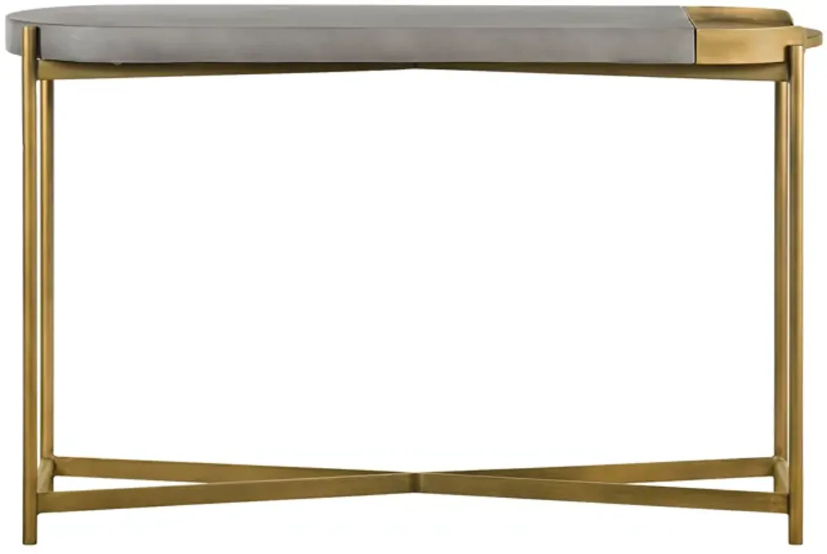 Dua Gray Concrete Console Table with Antique Brass