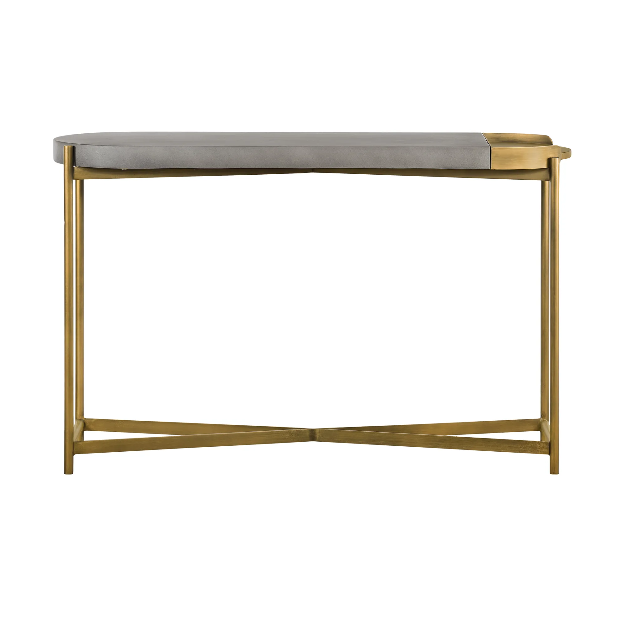 Dua Gray Concrete Console Table with Antique Brass