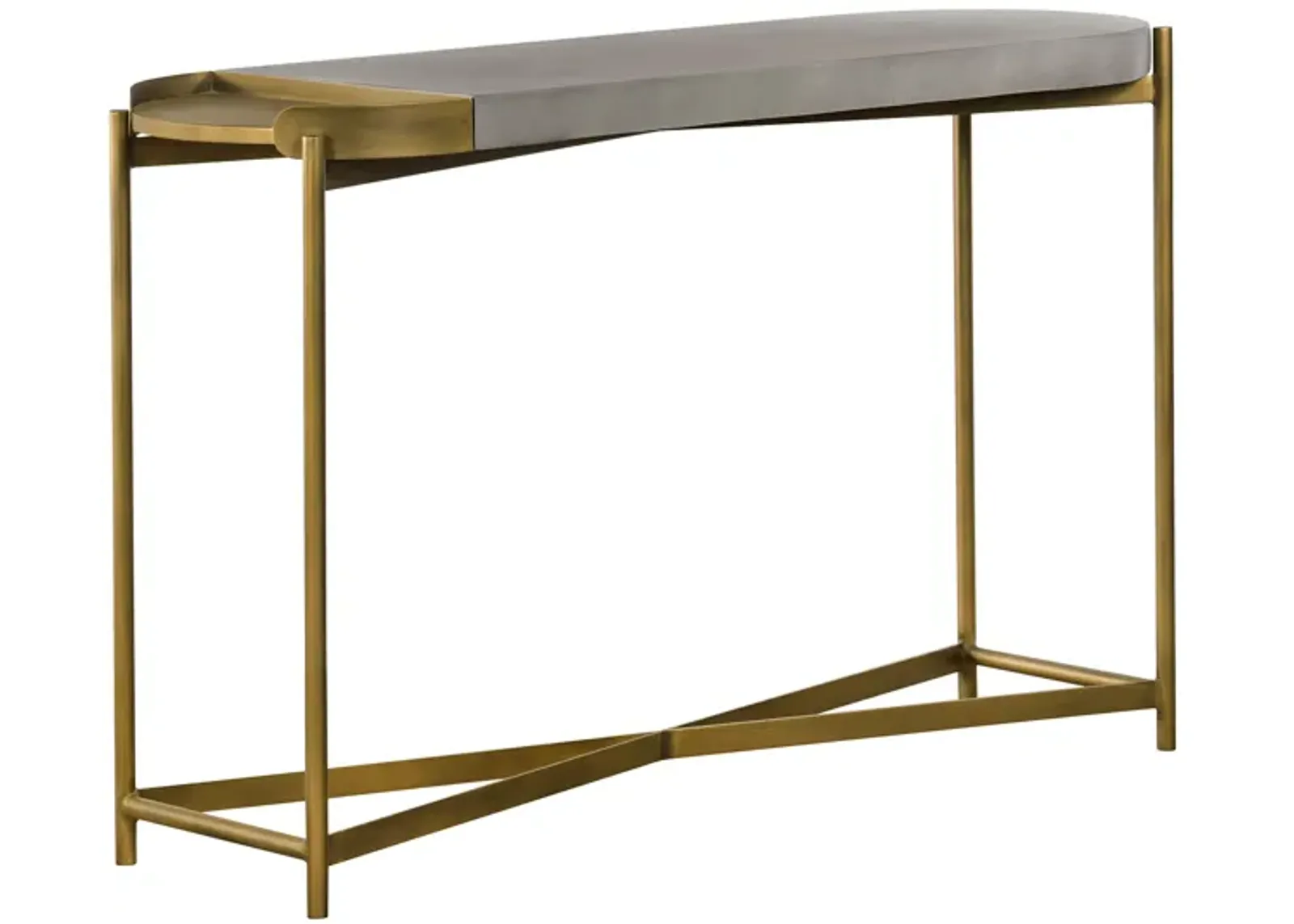 Dua Gray Concrete Console Table with Antique Brass