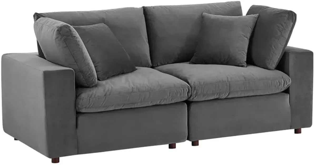 Commix Down Filled Overstuffed Performance Velvet Loveseat