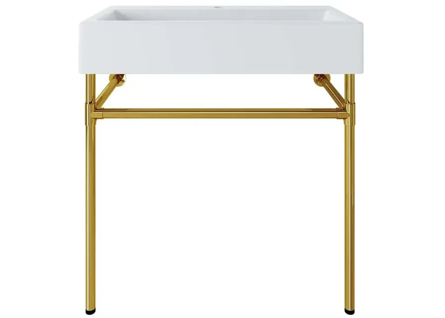 Redeem 32" Wall-Mount Gold Stainless Steel Bathroom Vanity