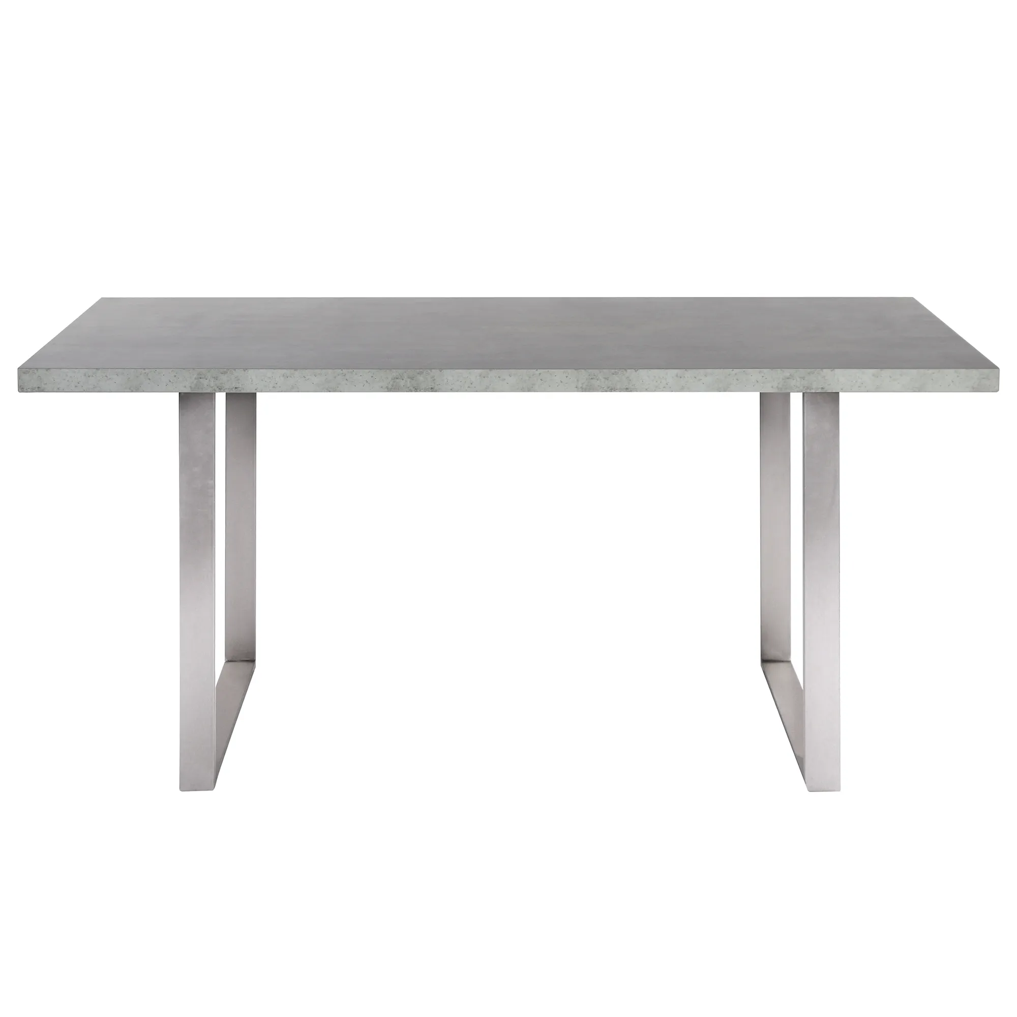 Fenton Dining Table with Cement Gray Laminate Top and Brushed Stainless Steel Base