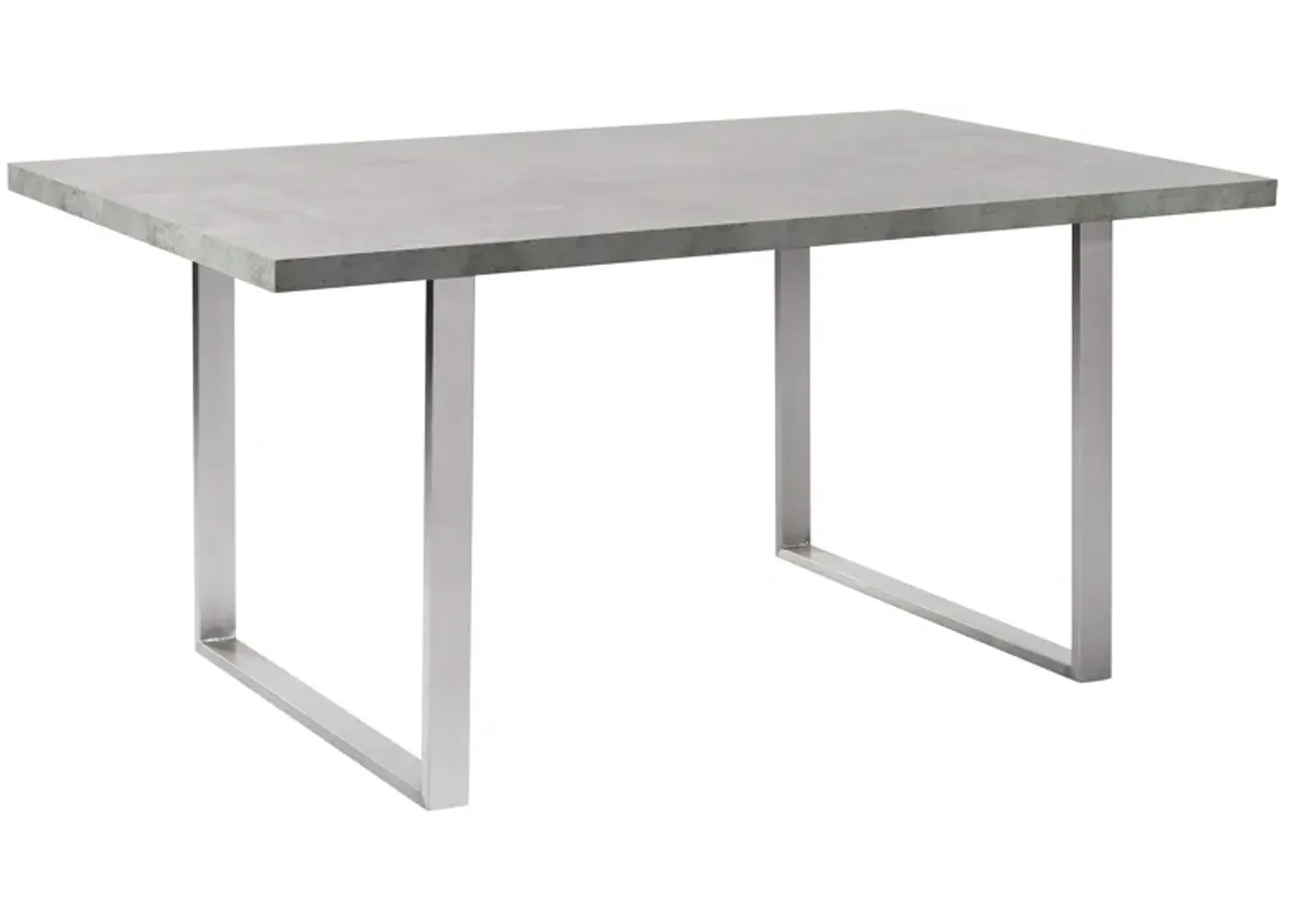 Fenton Dining Table with Cement Gray Laminate Top and Brushed Stainless Steel Base