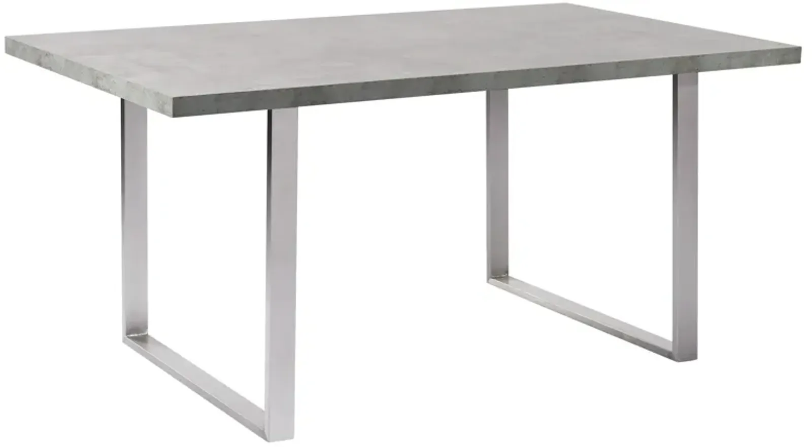 Fenton Dining Table with Cement Gray Laminate Top and Brushed Stainless Steel Base