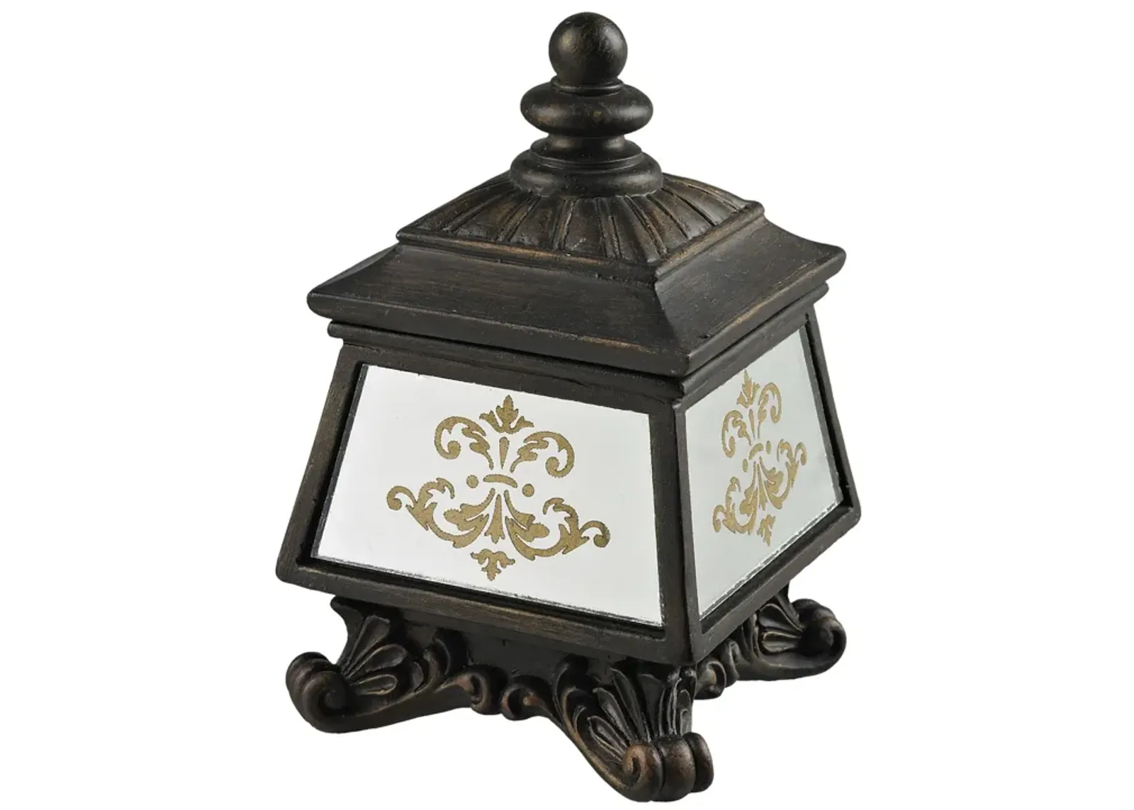 Bronze Box with Damask Printed Mirror - Aria Bronze and Mirror