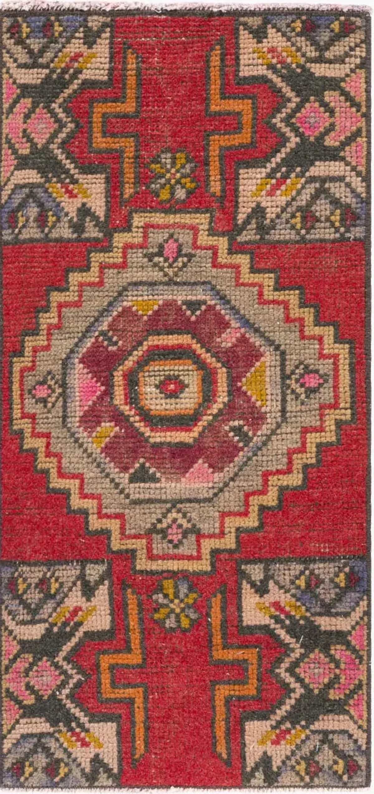 Antique One of a Kind OOAK-1465 1'5" x 3' Handmade Rug