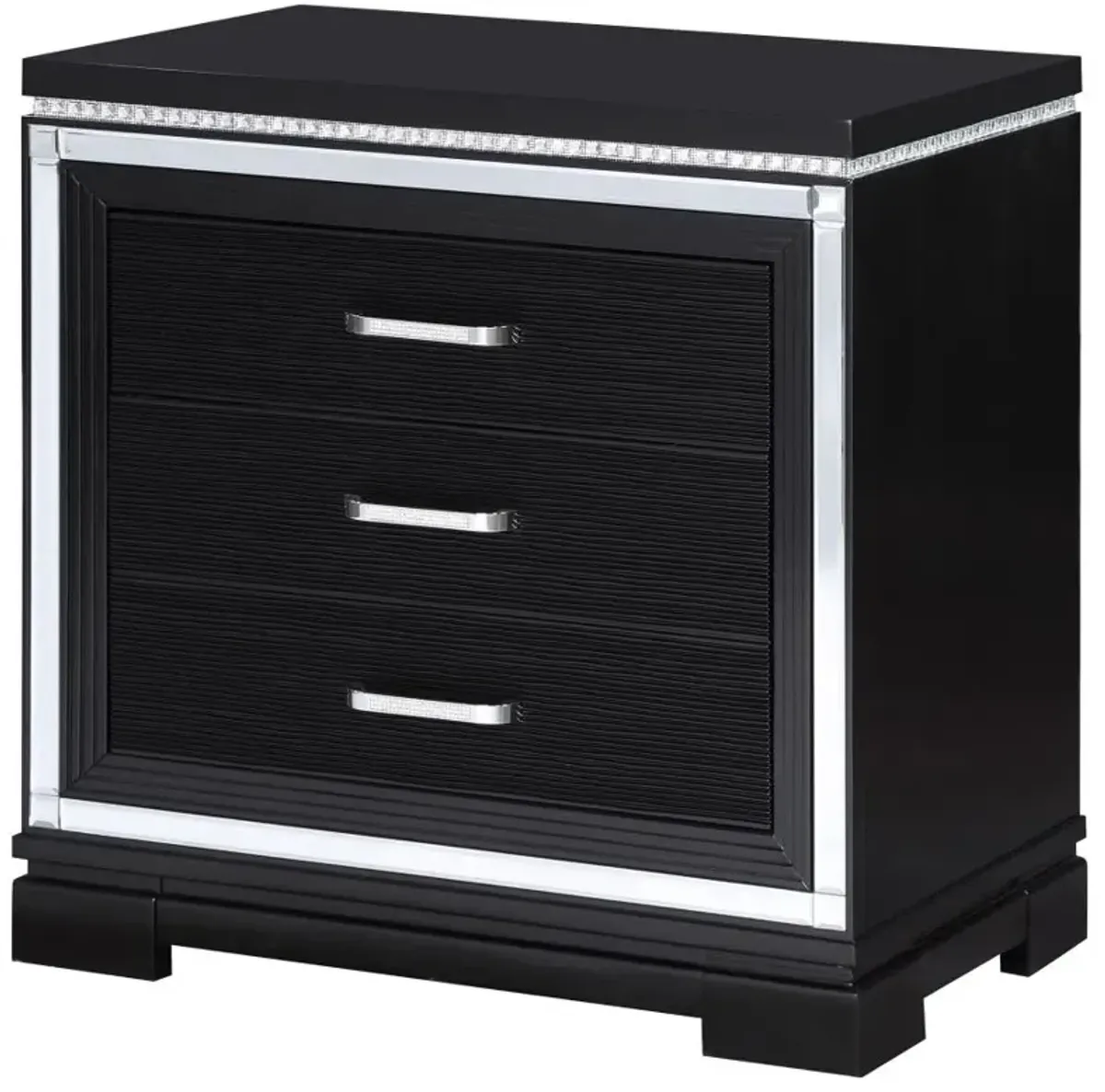 Cappola Rectangular 2-drawer Nightstand Silver and Black