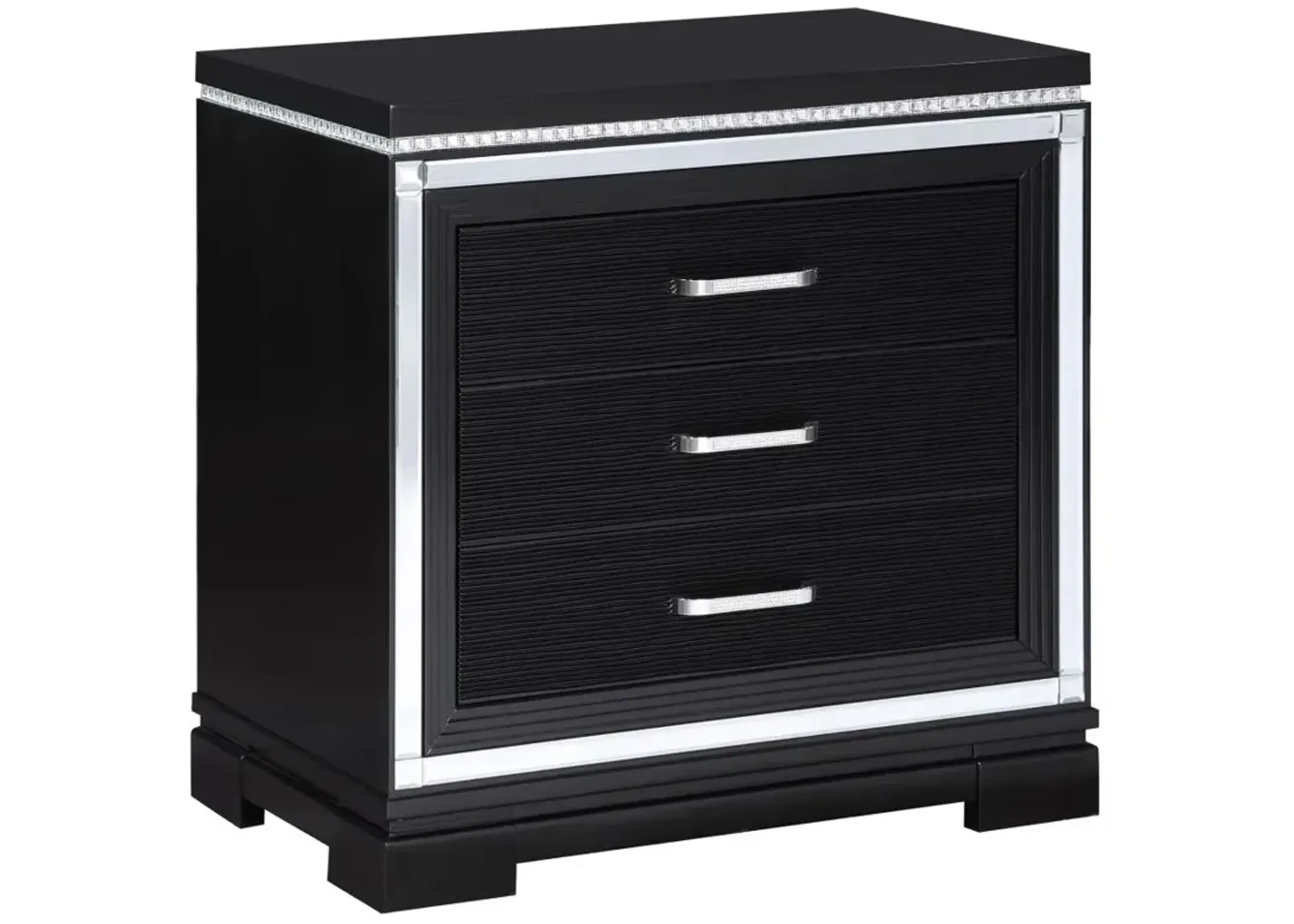 Cappola Rectangular 2-drawer Nightstand Silver and Black