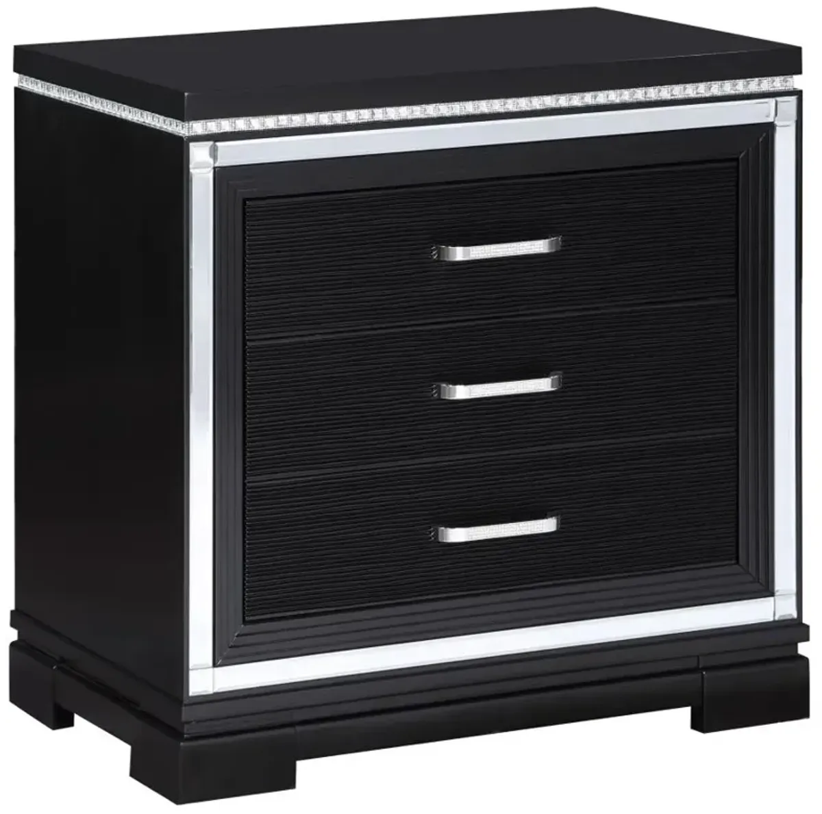 Cappola Rectangular 2-drawer Nightstand Silver and Black